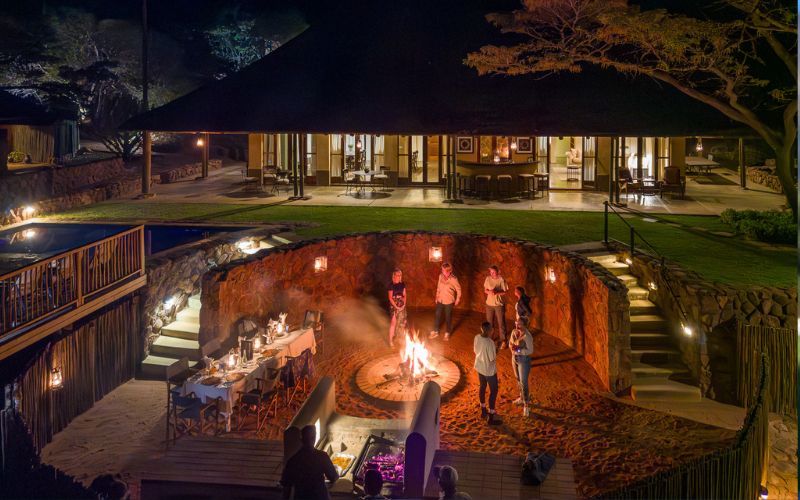 Boma dinners under the stars, a enjoyable safari lodge dining activity.