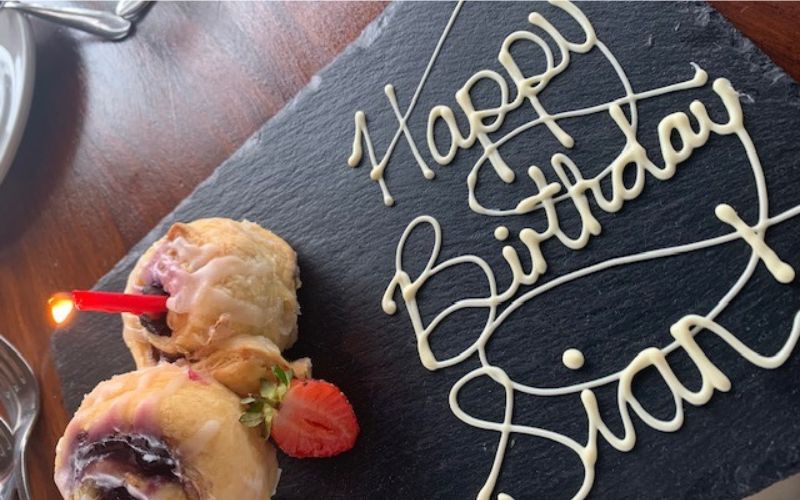 A surprise birthday cake made at a luxury safari lodge.