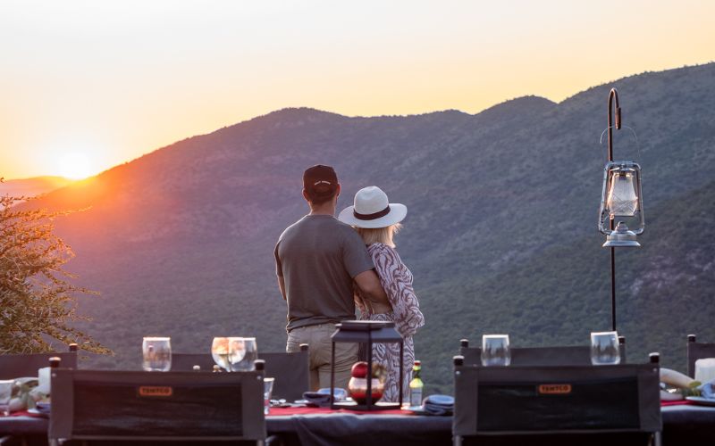 Enjoying a sunset at one of the best Romantic Game Lodges in South Africa