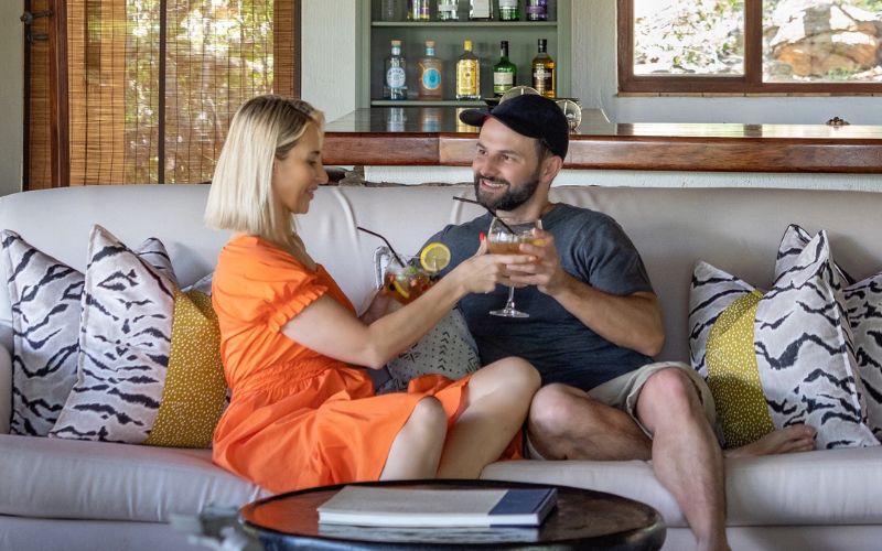 Safari honeymoon.A couple on safari for their honeymoon in South Africa