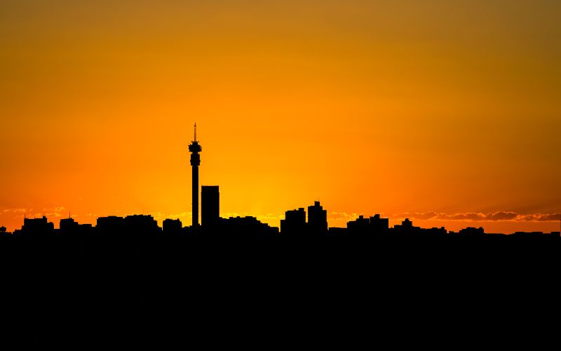 Sunrise of the city of Johannesburg