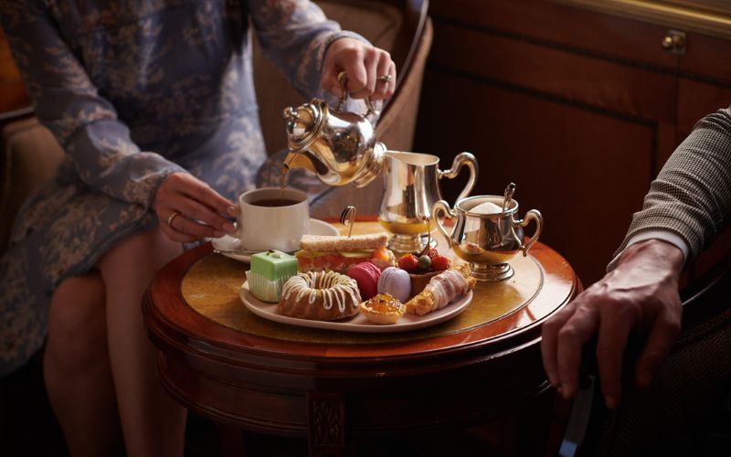 All meals and drinks are included, even the delectable assortments of cakes and pastries served with tea, on the Blue Train luxury train journey.